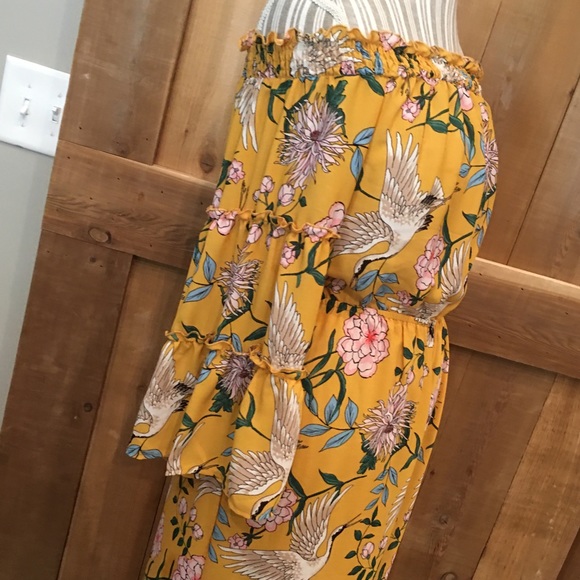 Flying Tomato Romper Size Large EUC Mustard Birds - Picture 3 of 8